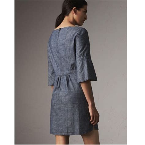 burberry michelle chambray flare-sleeve dress